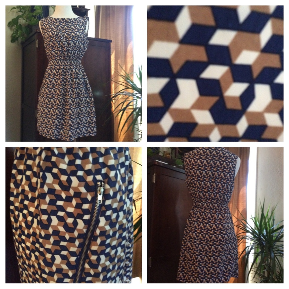 Blue tan sleeveless dress excellent condition